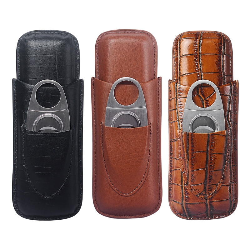 Premium Cigar Case - Tragbares Zigarrenetui aus Leder für 2