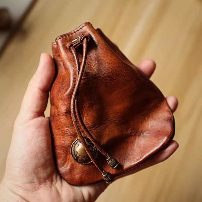Leather Wallet Men - Japanischer Stil, echtes weiches Leder, Mini-Geldbörse,