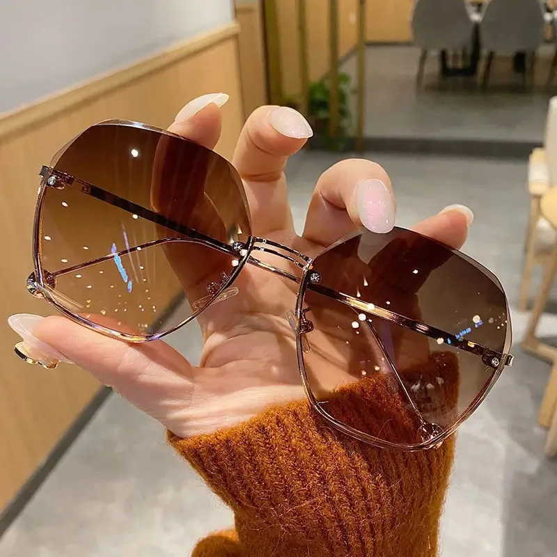 Sunglasses Uv400 - Markendesign Mode Neue Polygonale Metall-Sonnenbrille Retro