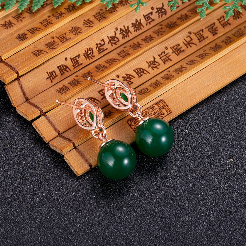 Gold Plated Jewelry - Natürliche Jade Perlen Ohrringe Mode accessoires