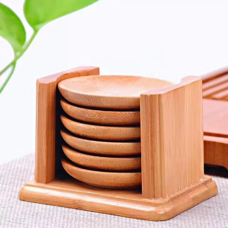 6 Stück runde Form Bambus Unte – Marble Coaster Set Bewertung und Preis