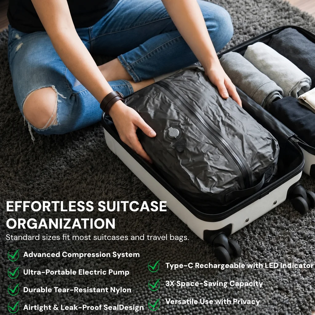Vakuum-Kompressions-Aufbewahru – Travel Luggage Set Bewertung und Preis