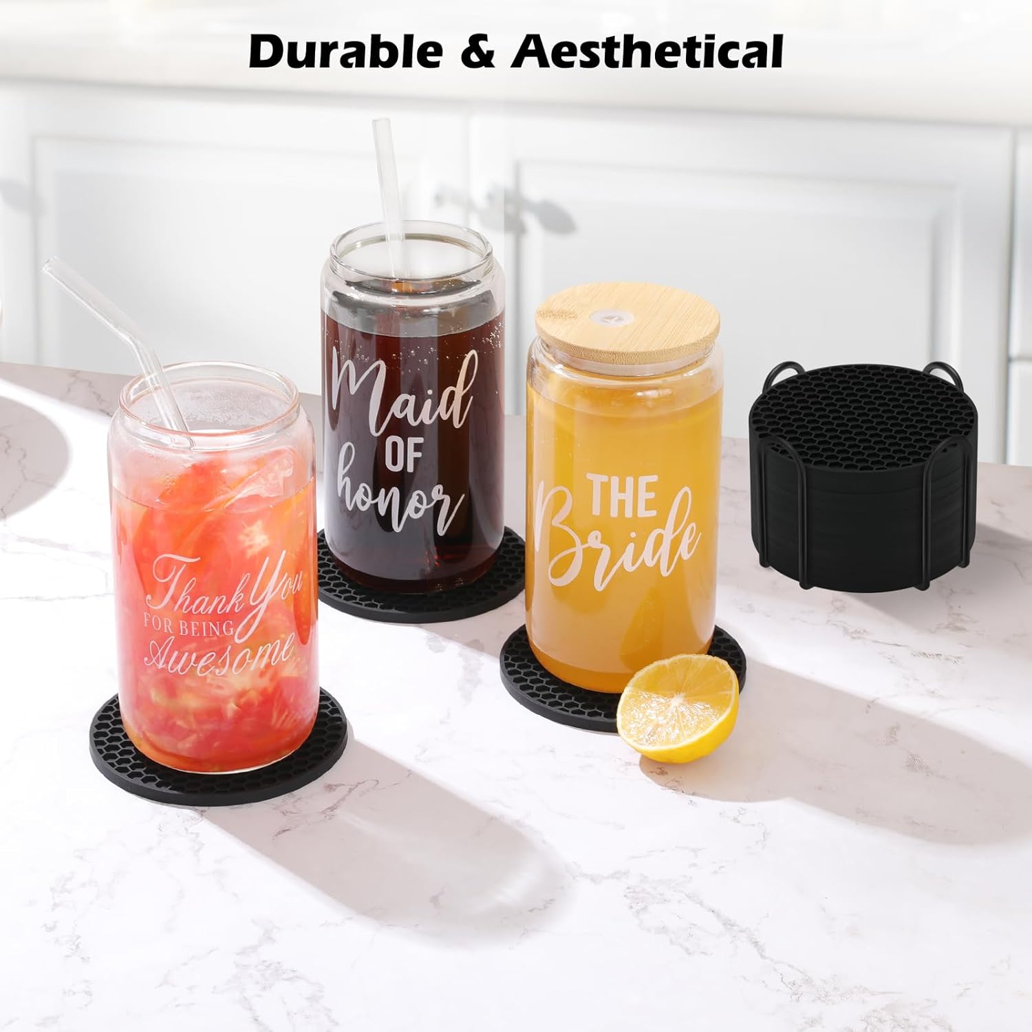 Silikon-Untersetzer-Set mit Ha – Marble Coaster Set Bewertung und Preis