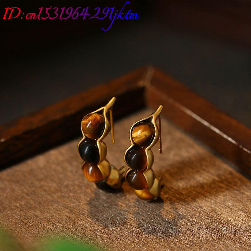 Tigerauge Pod Ohrringe Edelste – Gold Plated Jewelry Bewertung und Preis